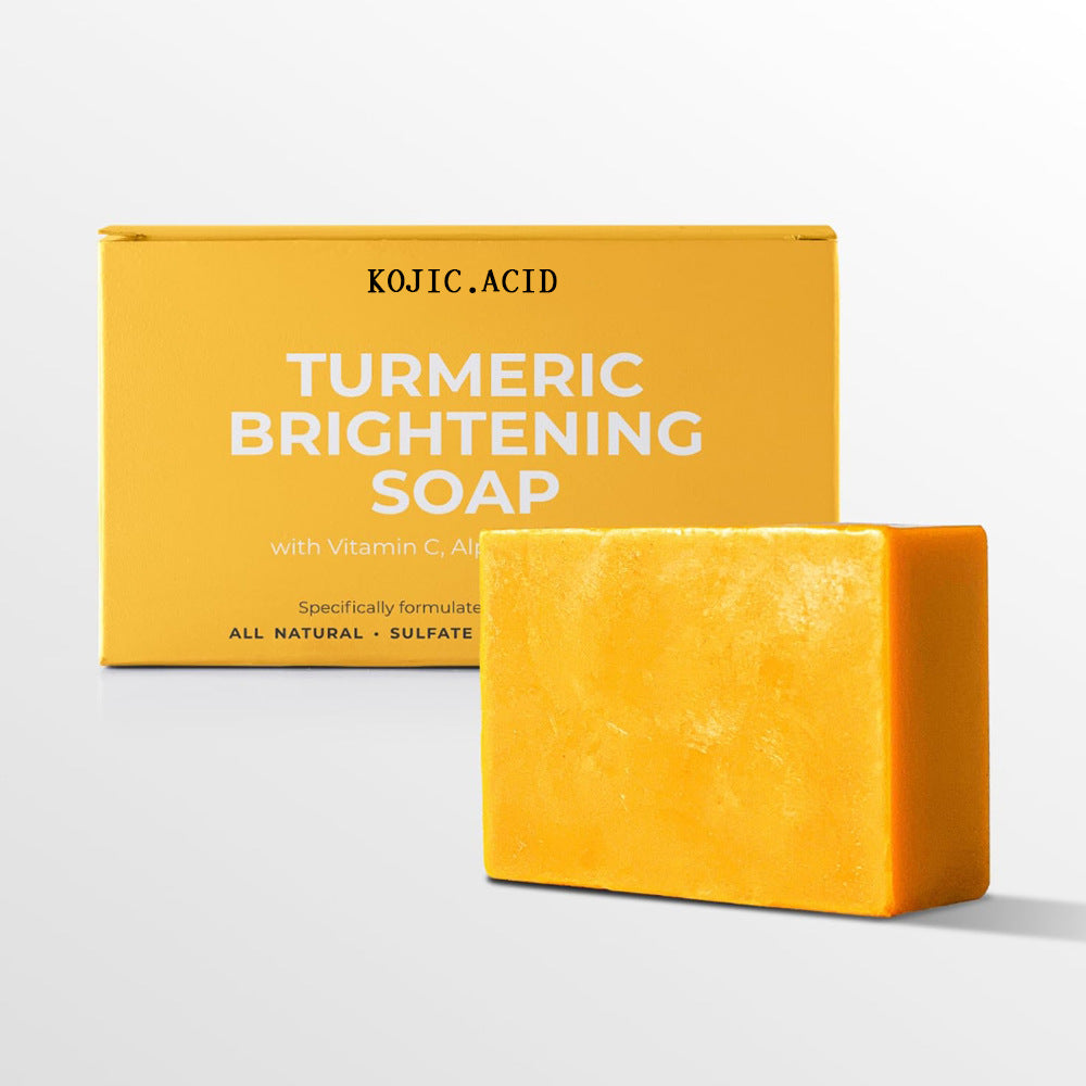 Turmeric and kojic acid soap bar with its box