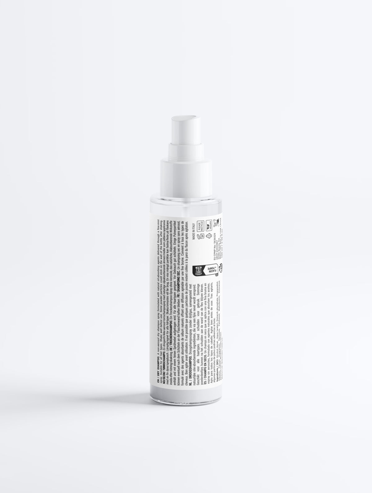Droogshampoo spray van ZAVENO in een witte flacon met pompkop