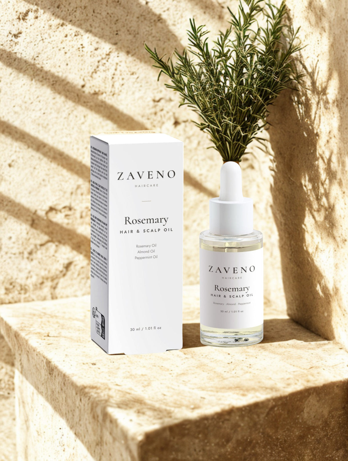 ZAVENO Rosemary Hair & Scalp Oil with fresh rosemary